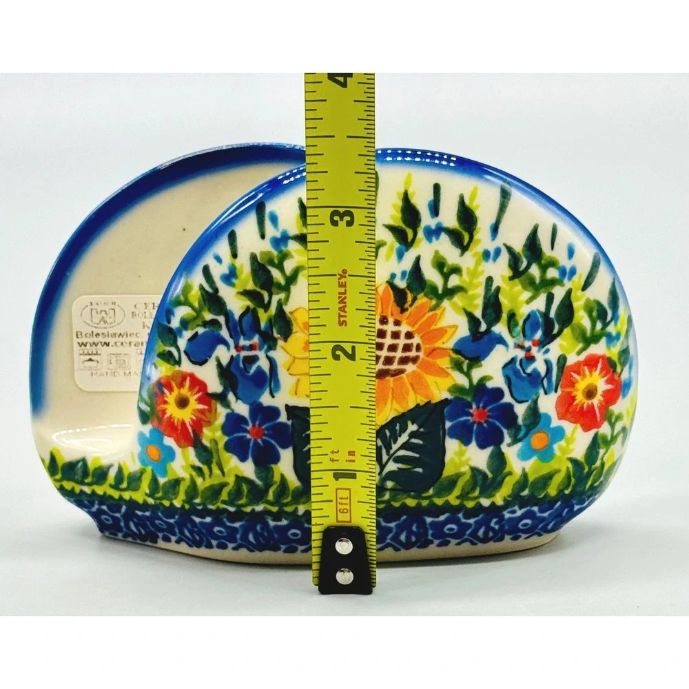 Polish Pottery Kalich Napkin Holder Sunflower Floral Ceramika Boleslawiecka
